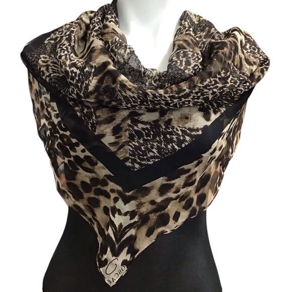 Vintage Oscar de la Renta Animal Print Scarf Square - Picture 1 of 6